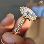 Chic Oval Diamond Bridal Ring | Beautiful Lab Diamond Anniversary Gift | Unique Halo Diamond Wedding Gift