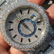 Bold Moissanite Bust Down Watch – Round Dial with Hour Marker Design for Men