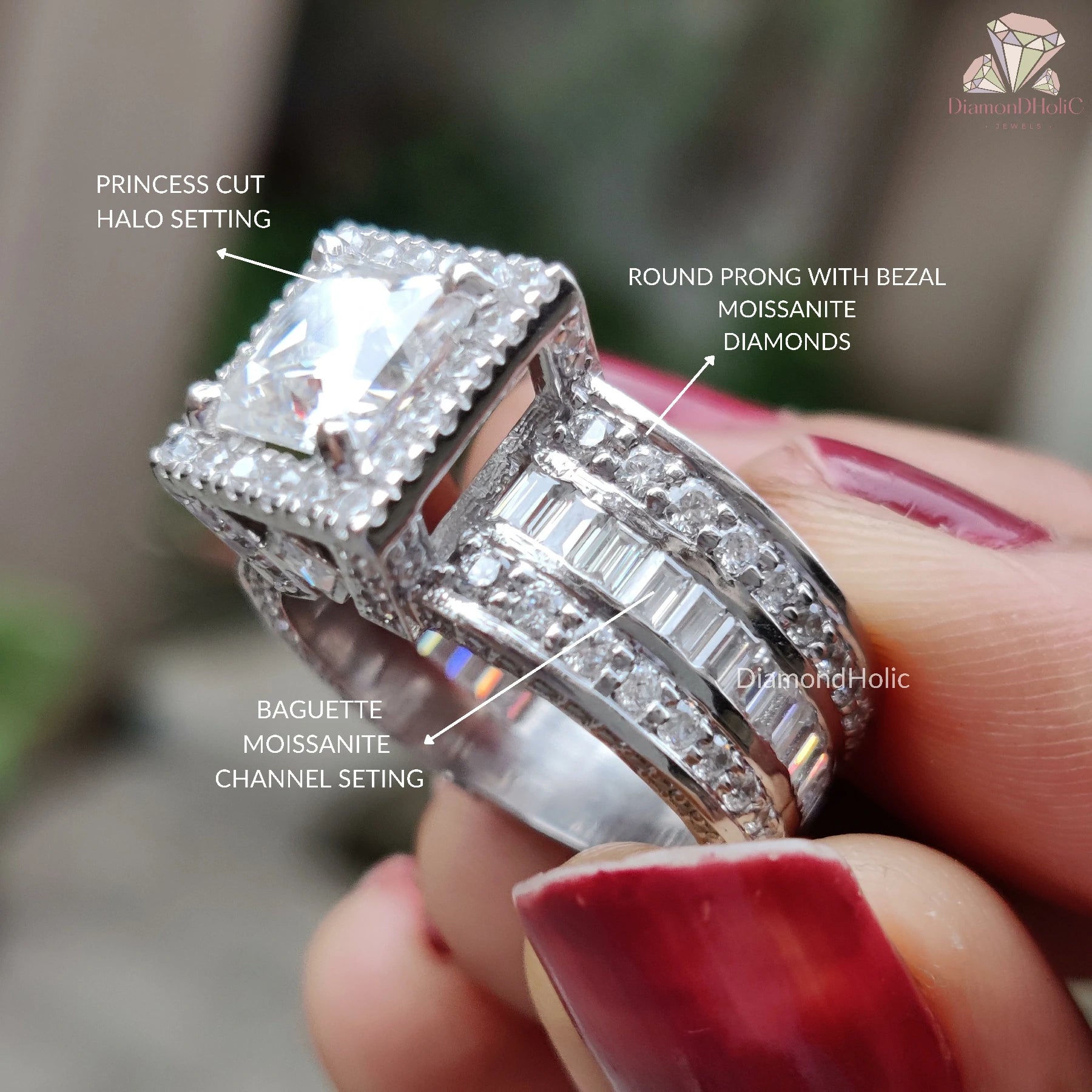 Vintage Halo Moissanite Ring