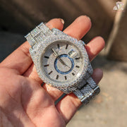 Bold Moissanite Bust Down Watch – Round Dial with Hour Marker Design for Men