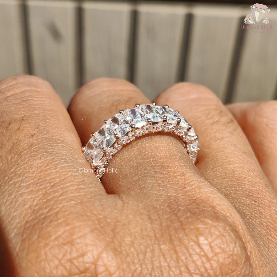 Stylish Radiant Cut Jewelry | Classic Moissanite Wedding Band | Affordable Radiant Diamond Band