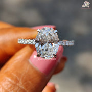 Romantic Engagement Jewelry | Oval Shape Ring | Pave Hidden Halo