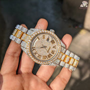 Yellow Tone Iced Out Unisex Watch