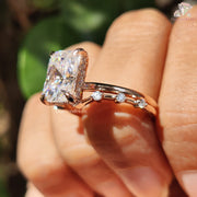 Moissanite Wedding Set | Radiant Cut Diamonds | Eternity Band