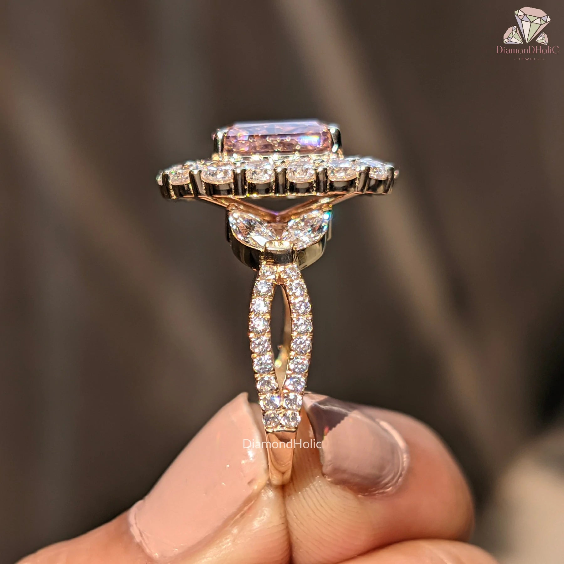 Barbie Pink CZ Diamond Ring | Radiant Cut CZ Diamond Ring | Art Deco Wedding Ring
