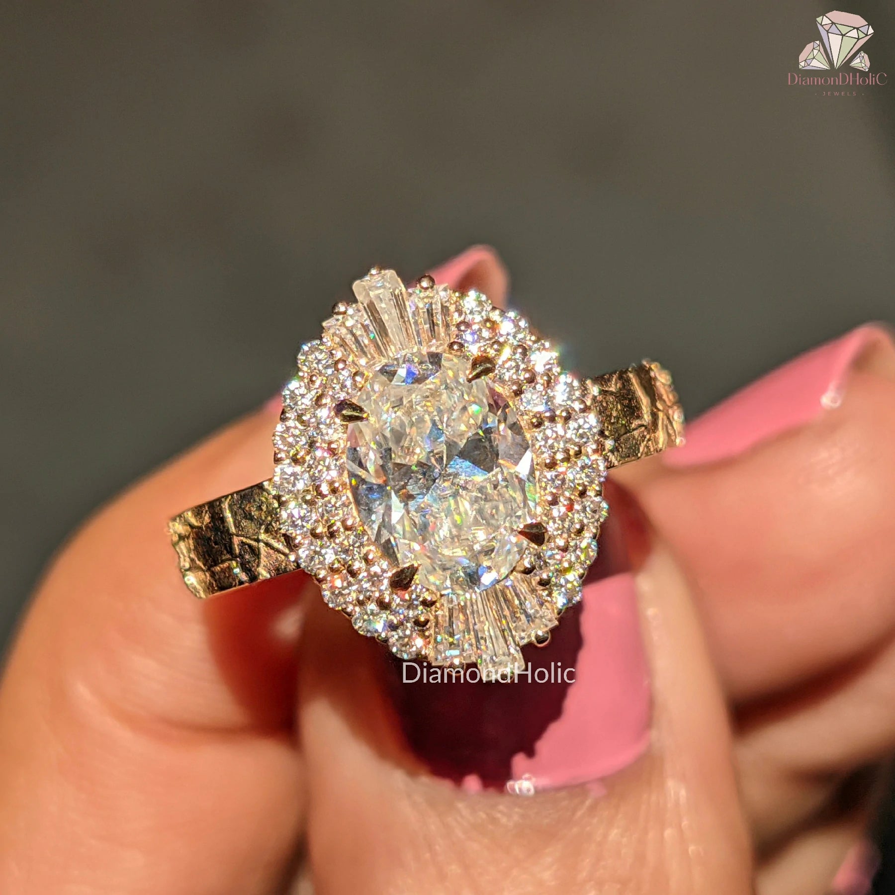 Hammered Shank Engagement Ring | Stylish Vintage Inspired Ring