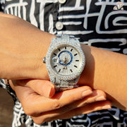 Bold Moissanite Bust Down Watch – Round Dial with Hour Marker Design for Men