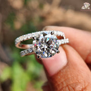 For Her Modern Love | Unique Moissanite Ring | Half Eternity Glow