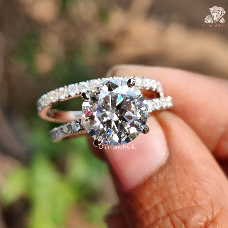 For Her Modern Love | Unique Moissanite Ring | Half Eternity Glow