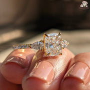 White Gold Ring, Yellow Gold Ring, Rose Gold Ring, Three Stone Engagement Ring, Lab Created