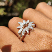 Crafted for Royal Brides | Round Moissanite Band | Curved Crown Rings