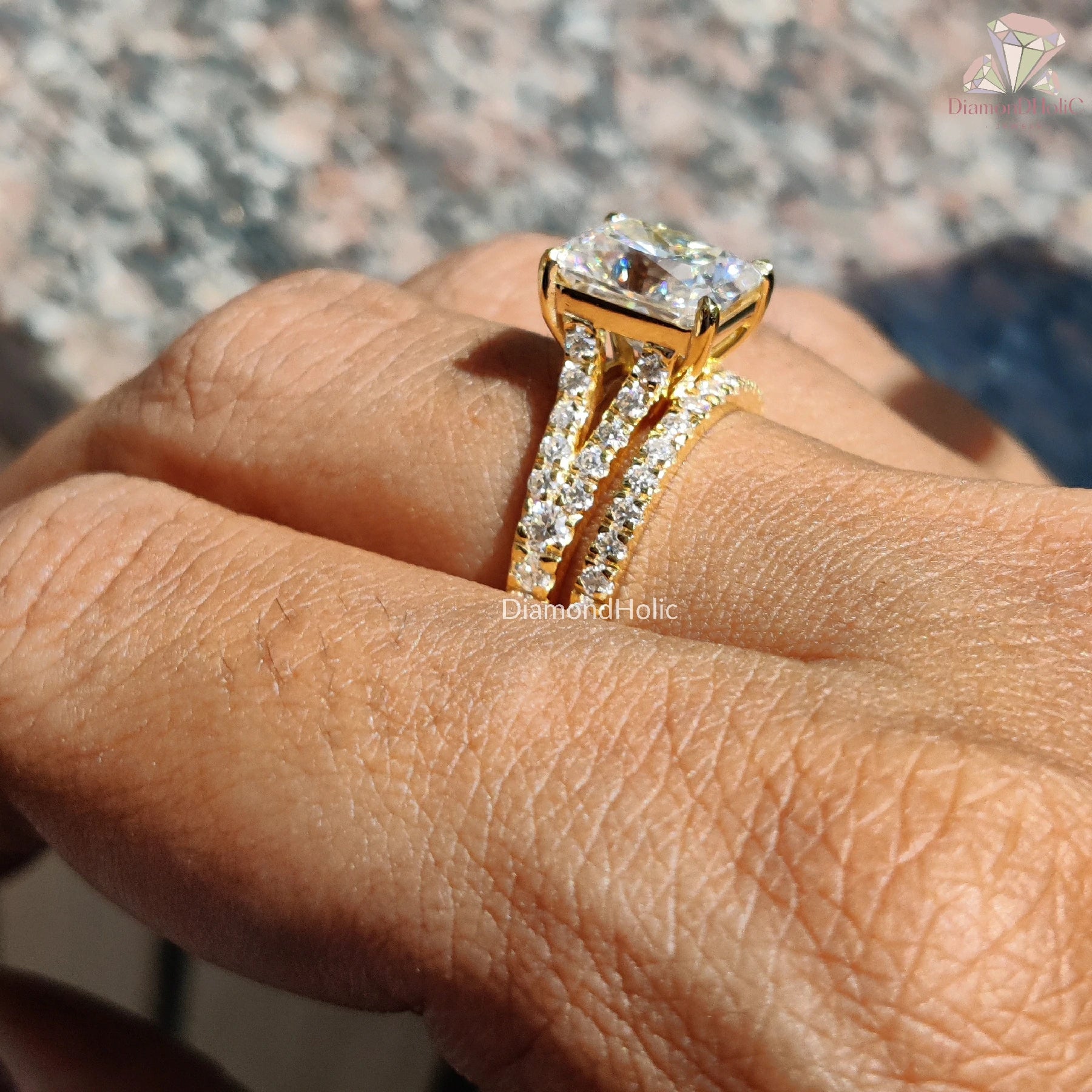 Radiant diamond wedding set | Elegant moissanite wedding band | Moissanite wedding ring set