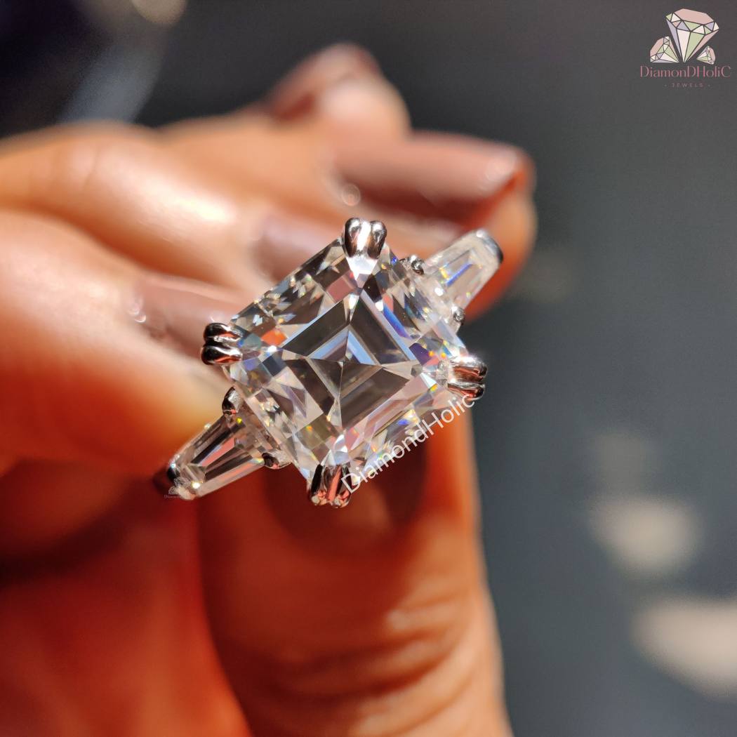 Asscher Cut Moissanite Engagement Ring