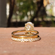 Engagement + Wedding Set | Moissanite Sparkle Rings | Halo + Band