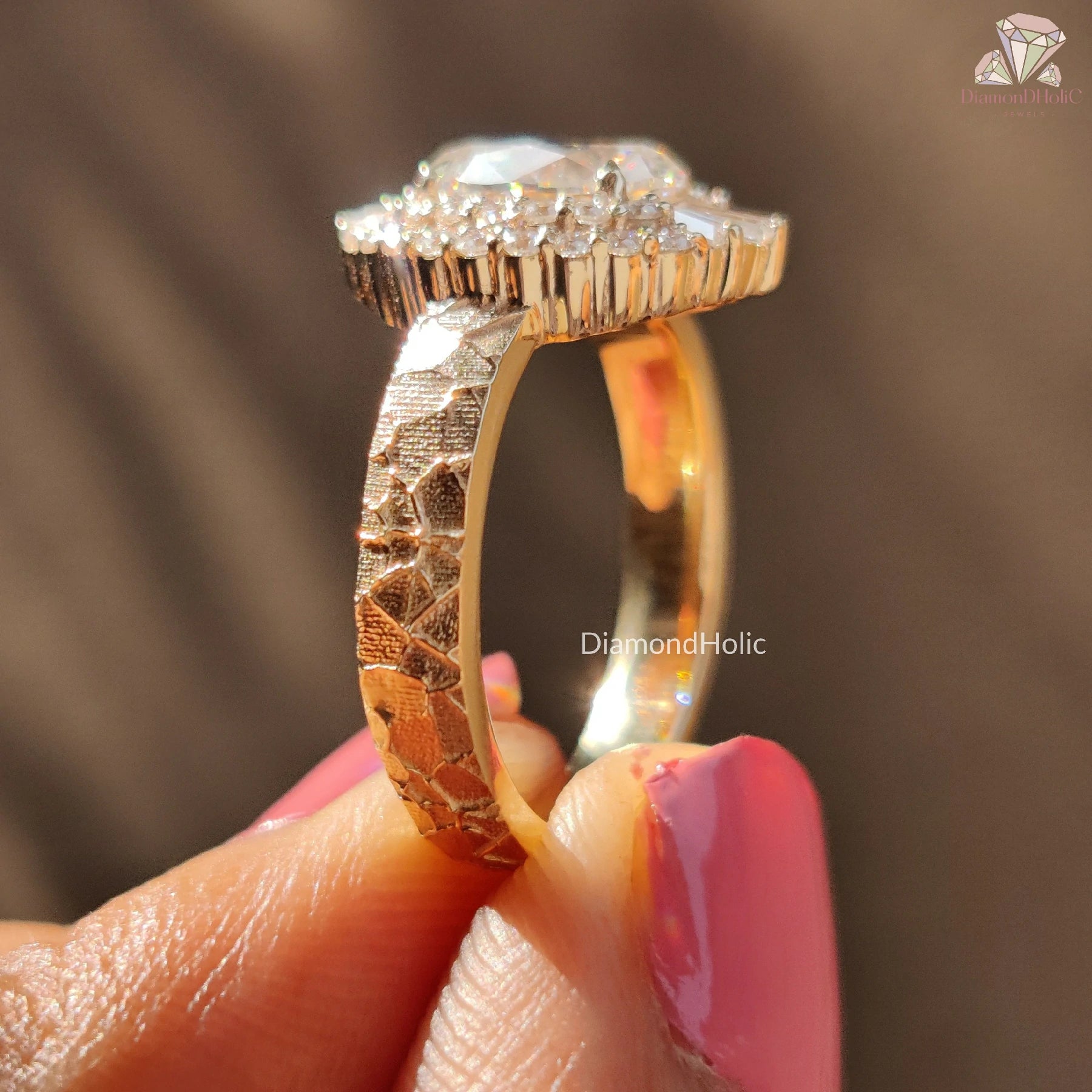 Oval Cut Moissanite Ring | Double Halo Diamond Ring | Vintage Moissanite Jewelry |