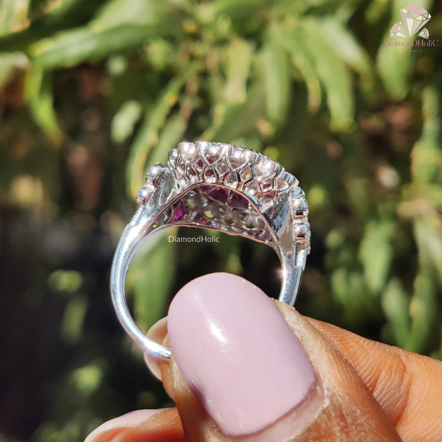 moissanite center stone | moissanite flower ring | moissanite gemstone ring