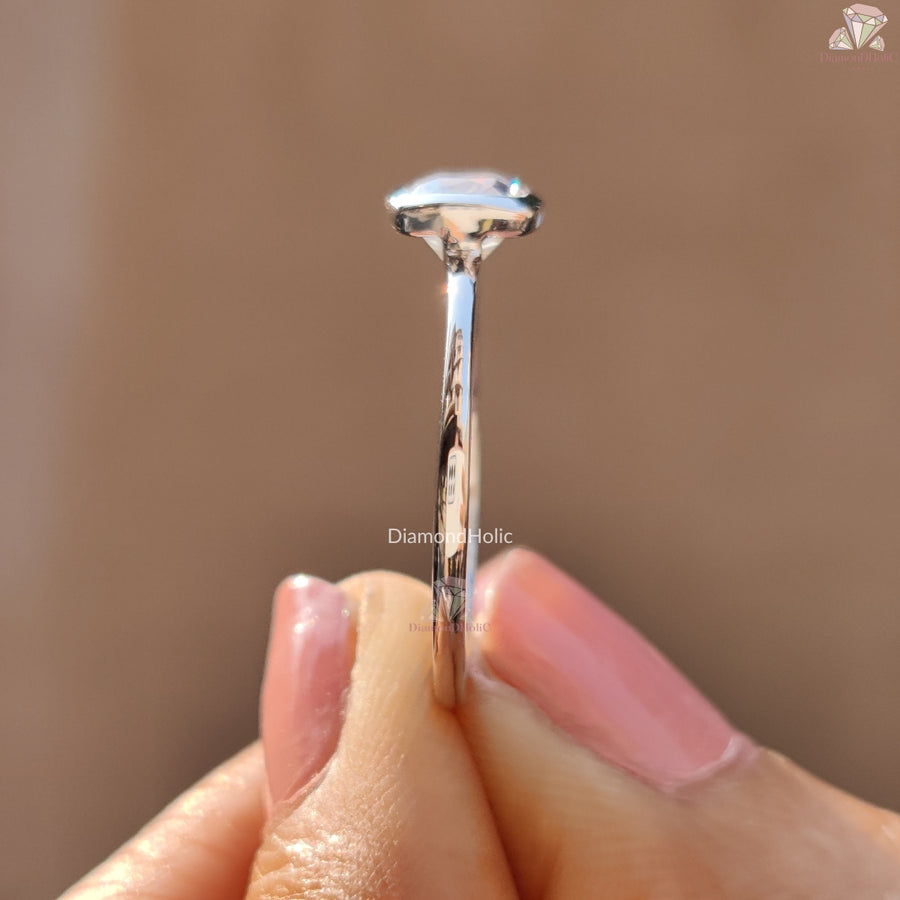 Old European Cut Moissanite Ring – Cushion Cut Solitaire with Bezel Setting