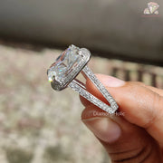 Timeless Cushion Cut Moissanite Ring – Vintage Halo & Split Shank