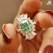 Cyan Blue Moissanite Ring