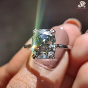 Grey Elongated Cushion Cut Moissanite Ring |