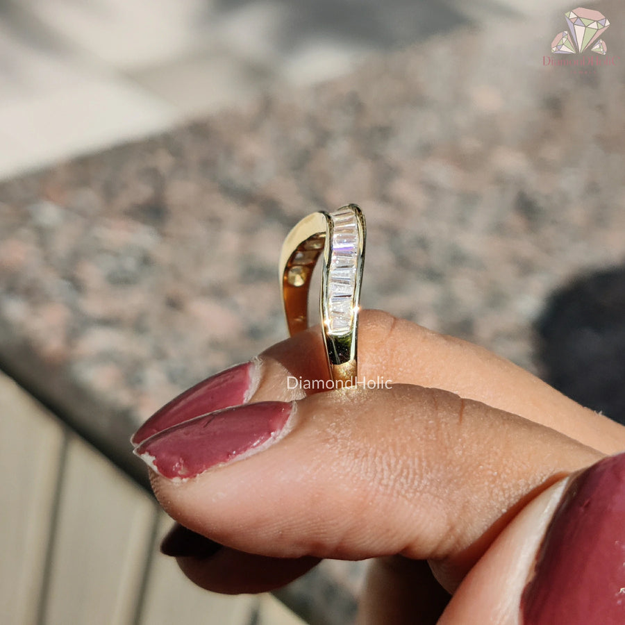 Gold Moissanite Wedding Band | Anniversary Band for Women | Designer Moissanite Party Jewelry