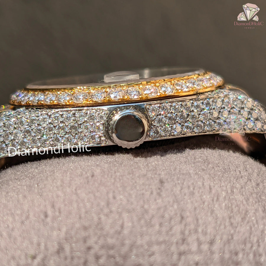 Iced Out Yellow Tone Watch