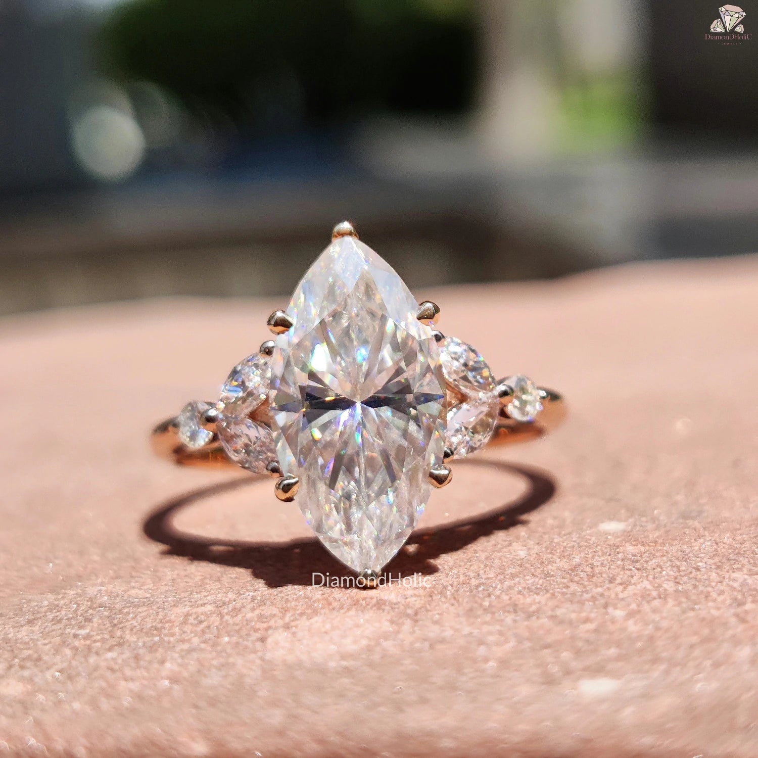 Unique Marquise Cut Ring | Elegant Diamond Band For Her | Moissanite Jewelry