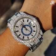 Bold Moissanite Bust Down Watch – Round Dial with Hour Marker Design for Men