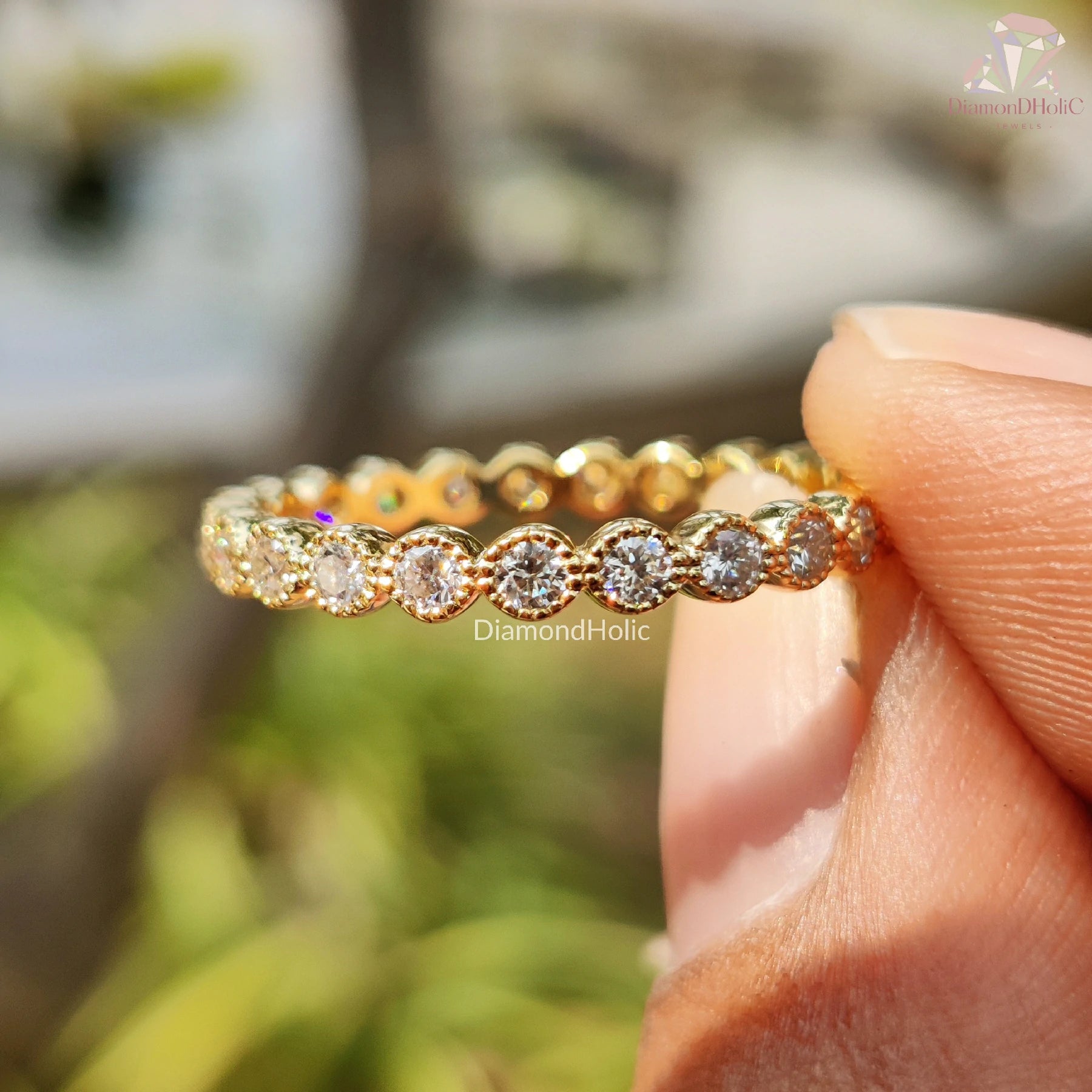 Timeless Love, Round Design | Full Eternity Wedding Band | Diamond Glow