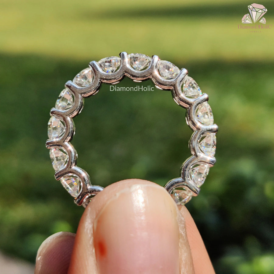Full Eternity Wedding Band | Moissanite Round Ring | Elegant Design