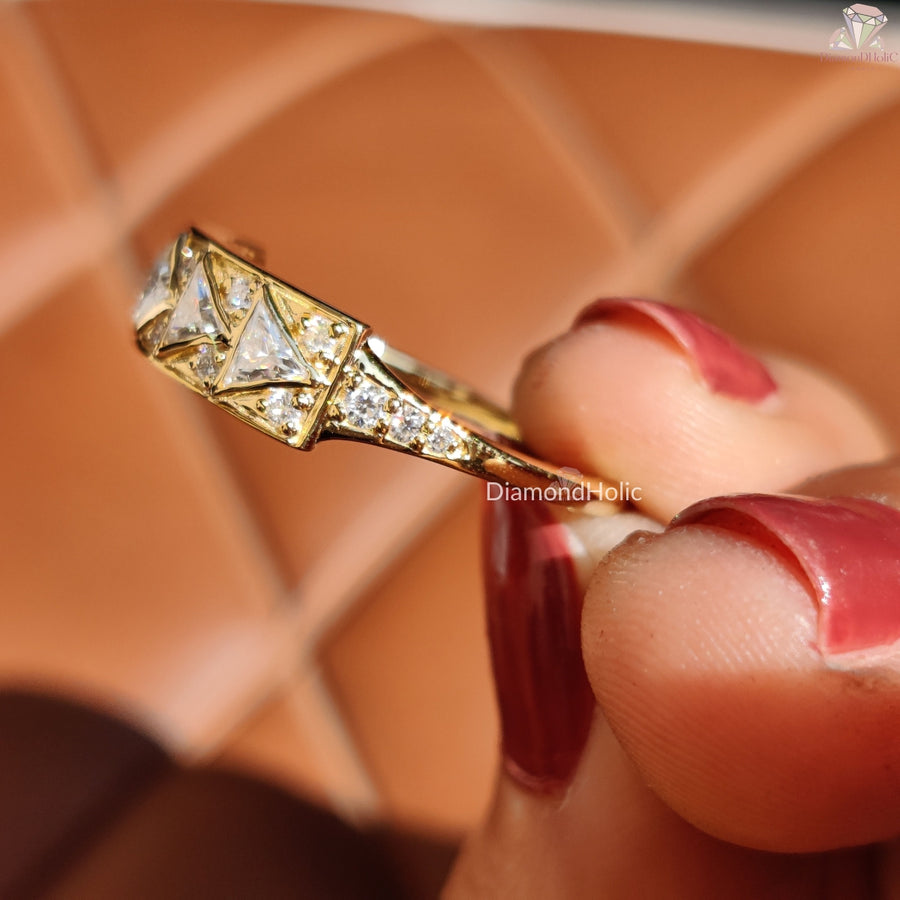 Triangle Moissanite Wedding Ring