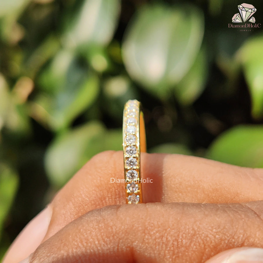 Round Moissanite Band | Full Eternity Ring | Diamond Wedding Band