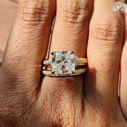 Half Eternity Ring | Gold Moissanite Set | Radiant Engagement Ring