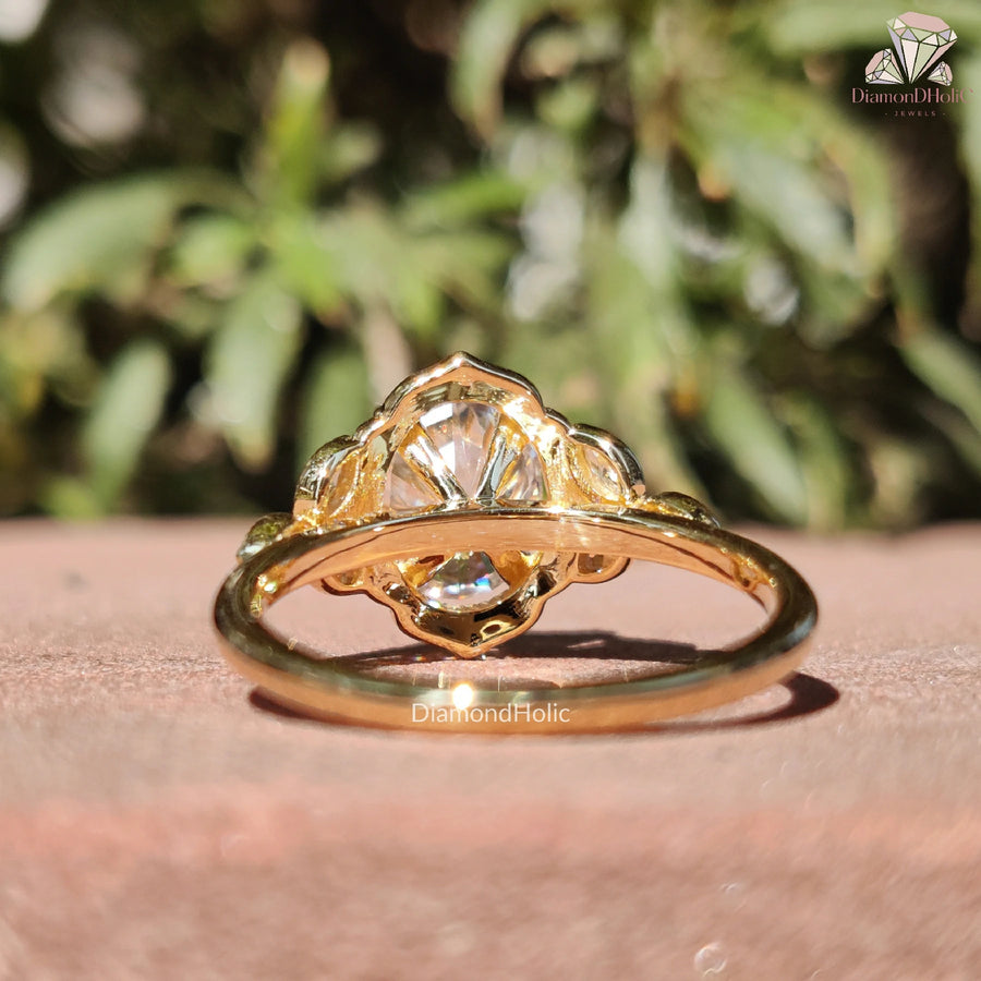 Oval Moissanite Beauty | Filigree Halo Ring | Bezel Set Diamonds