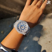 Bold Moissanite Bust Down Watch – Round Dial with Hour Marker Design for Men