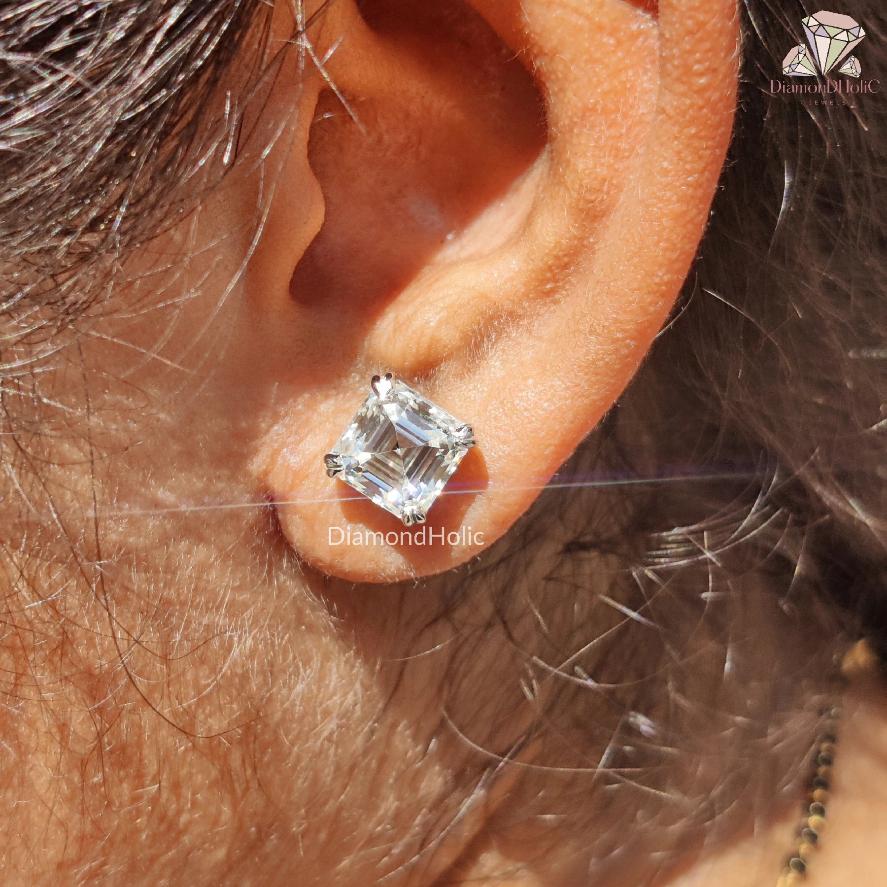 Handmade Asscher Sparkle | Elegant Stud Earrings | Gift for Her