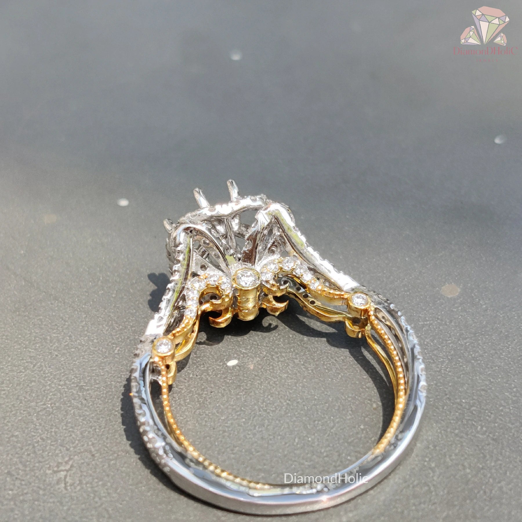 Assented style ring | Semi mount engagement ring | Vintage inspired jewelry