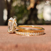 Moissanite Engagement Ring | Round Cut Wedding Band | Halo Glow