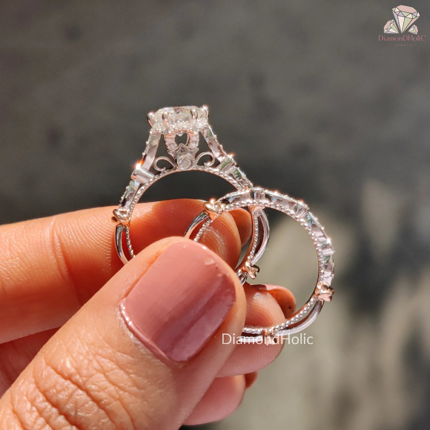 Round Cut Moissanite Set | Vintage Moissanite Wedding Ring | Elegant Moissanite Jewelry