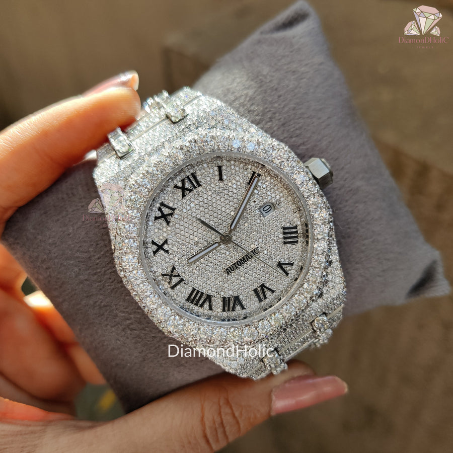 White Dial Diamond Studded Watch