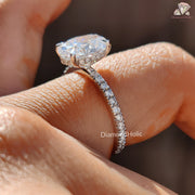 18K Gold CVD Ring | Oval Shape Engagement | Hidden Halo Magic