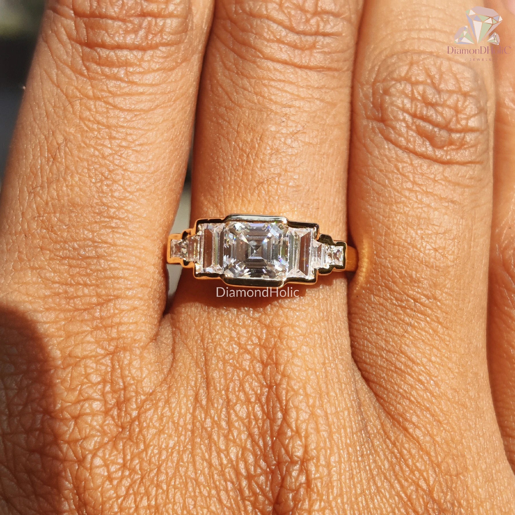 Asscher Cut Moissanite | Carre Side Diamonds | Gift for Her