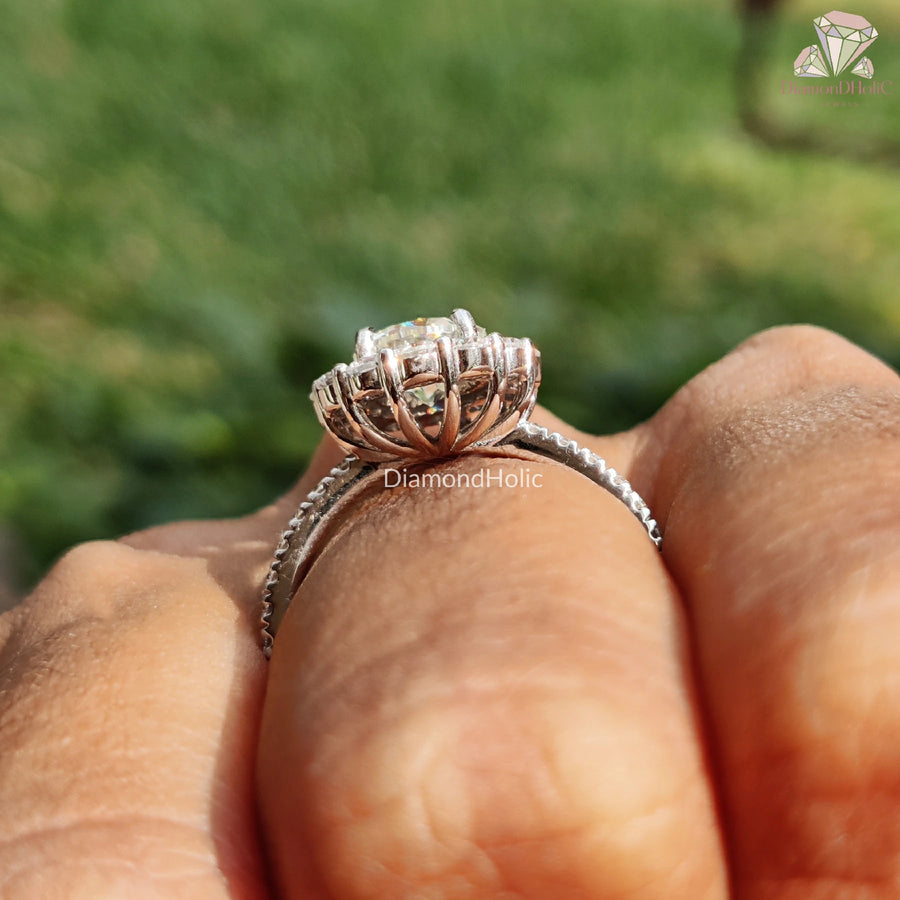 Moissanite Eternity Band | Round Halo Cut | Engagement Perfection