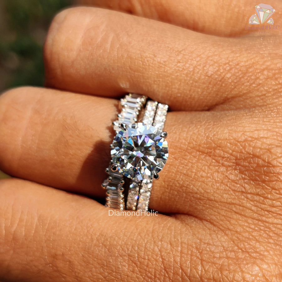 Chic and Classic | Moissanite Wedding Style | Unique Ring Set