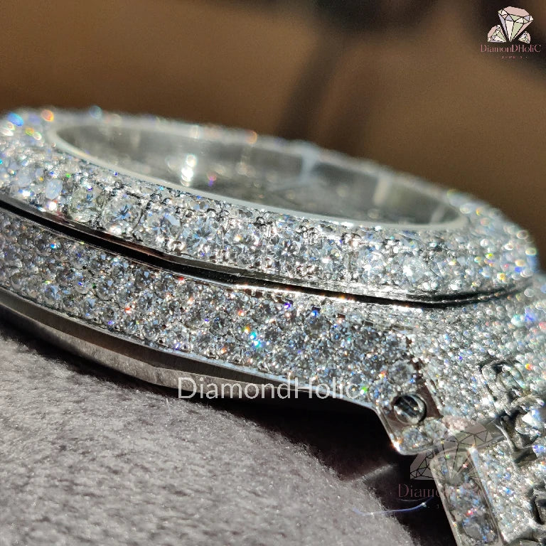 Iced Out White Dial Men’s Watch