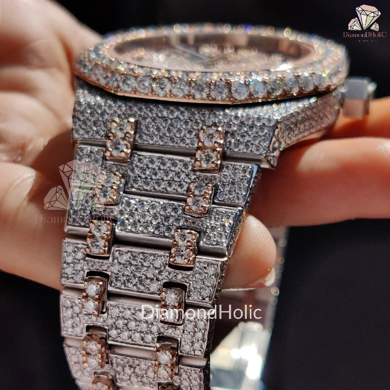 Iced Out Two Tone Watch for Men