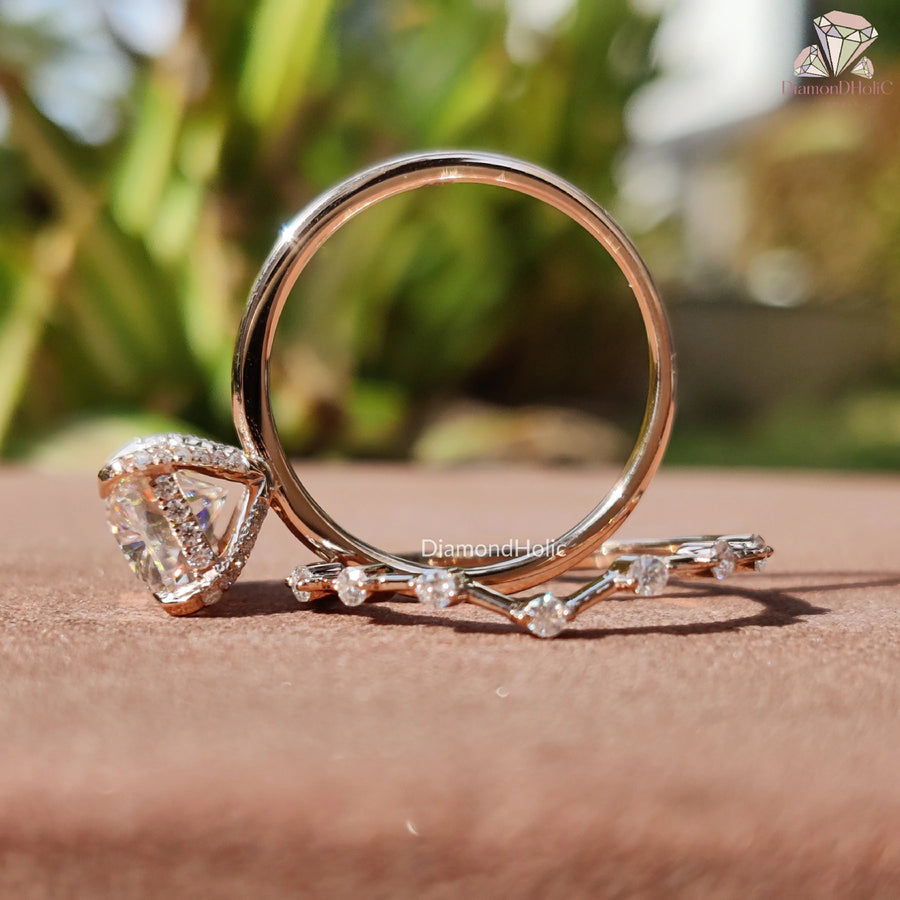 Radiant Cut Engagement Ring | Moissanite Wedding Set | Solitaire Ring