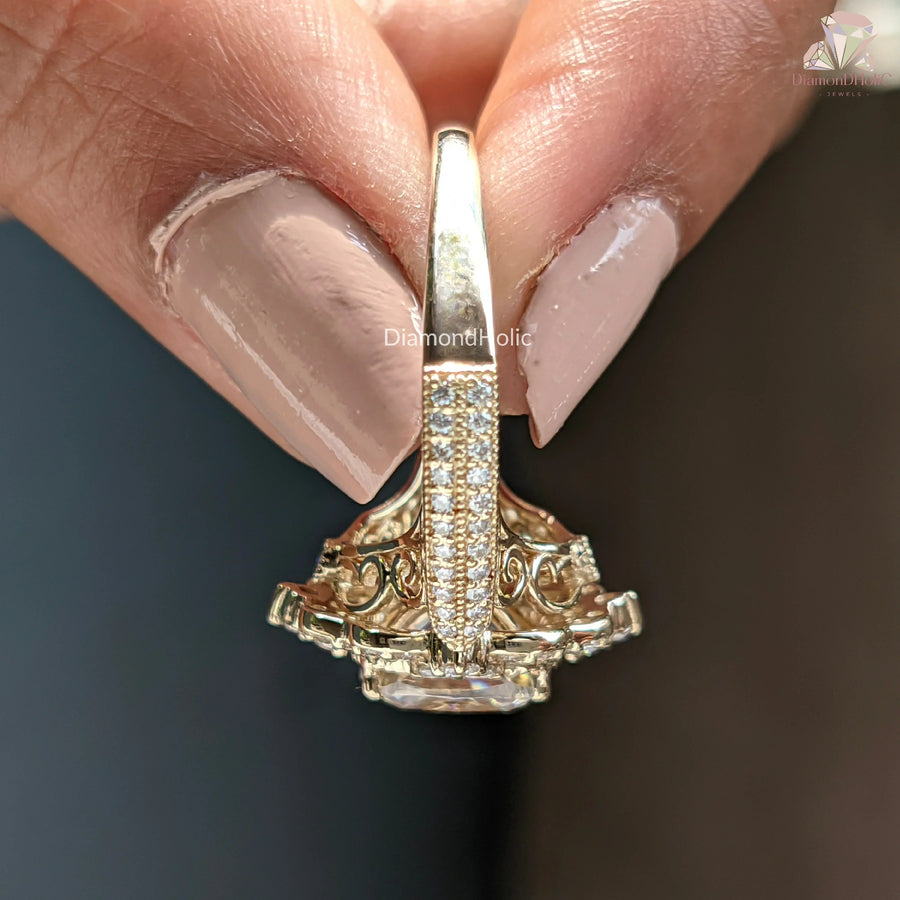 vintage-style ring | lab diamond bridal | gold filigree ring