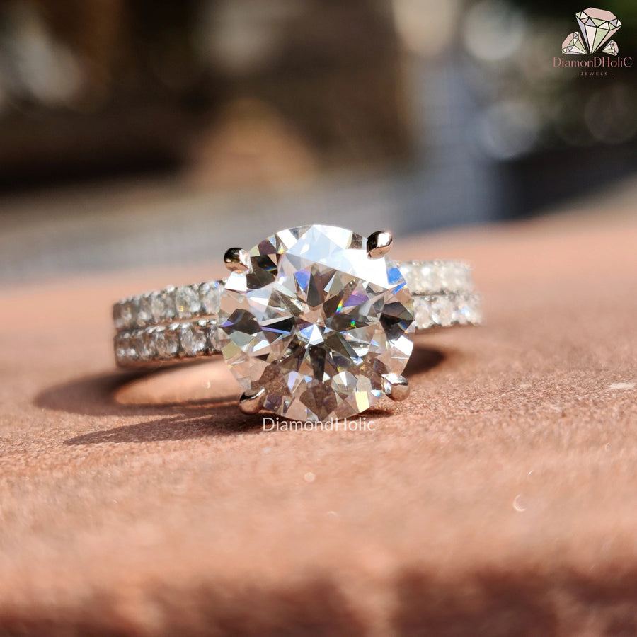 Brilliant Yet Subtle | Round Cut Moissanite | Wedding Band Magic