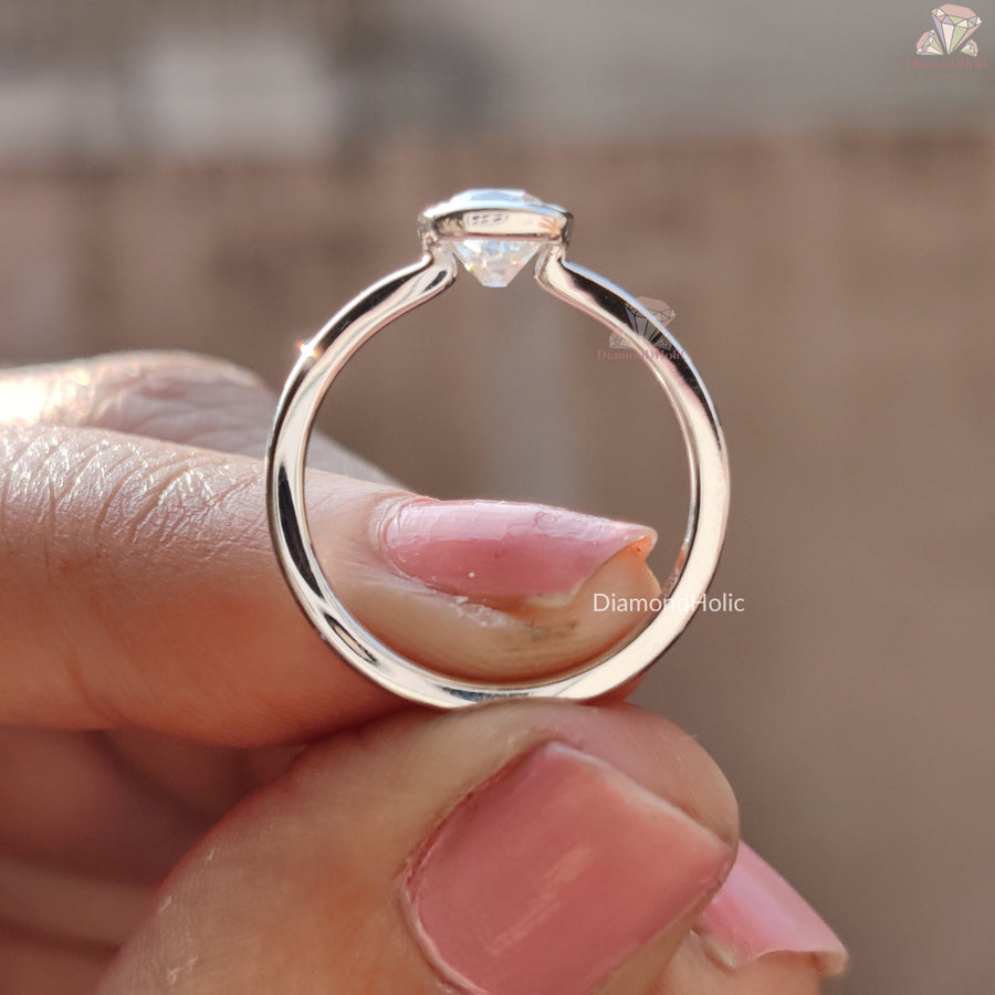 Old European Cut Moissanite Ring – Cushion Cut Solitaire with Bezel Setting